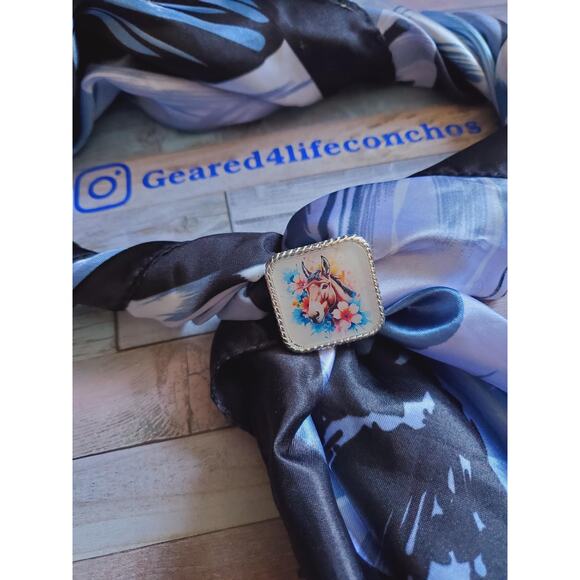 floral mule conchos, custom conchos mule design tack, unique concho, diy belt - Picture 6 of 6